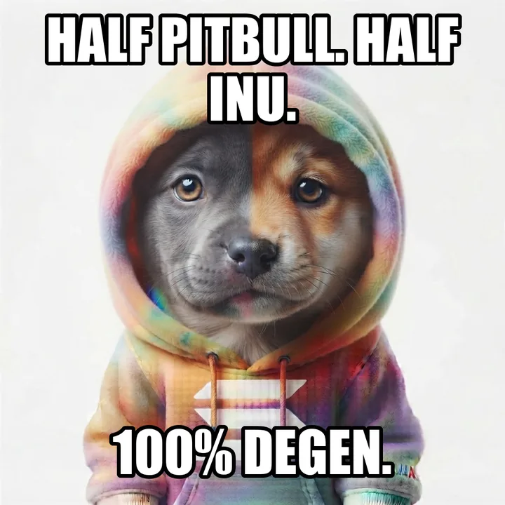 Half pitbull, half inu, 100% degen